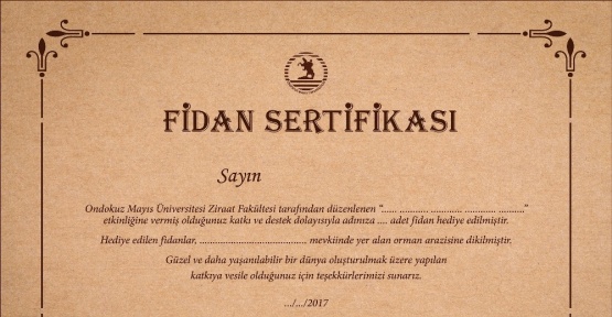 OMÜ’de artık plaket yerine fidan sertifikası