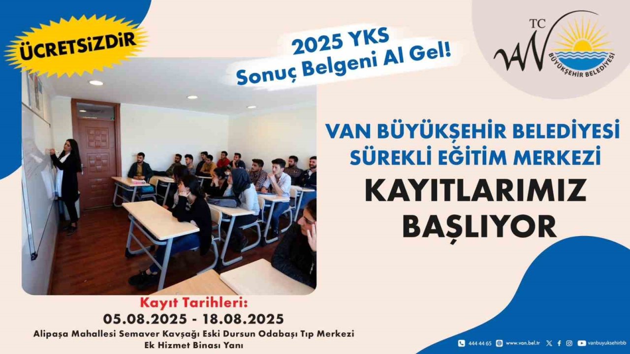 Van Büyükşehir Belediyesi Sürekli Eğitim Merkezi Kayıtları Başlıyor