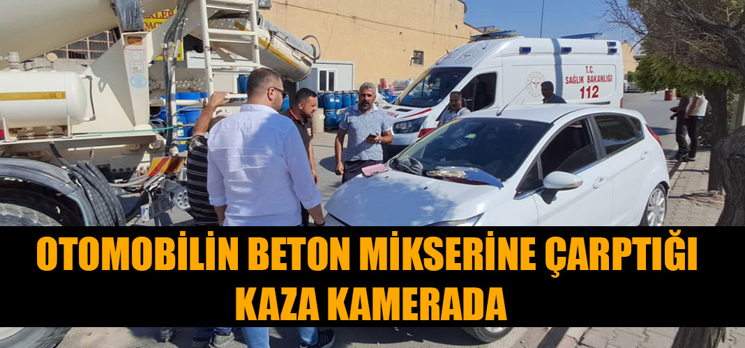 OTOMOBİLİN BETON MİKSERİNE ÇARPTIĞI KAZA KAMERADA
