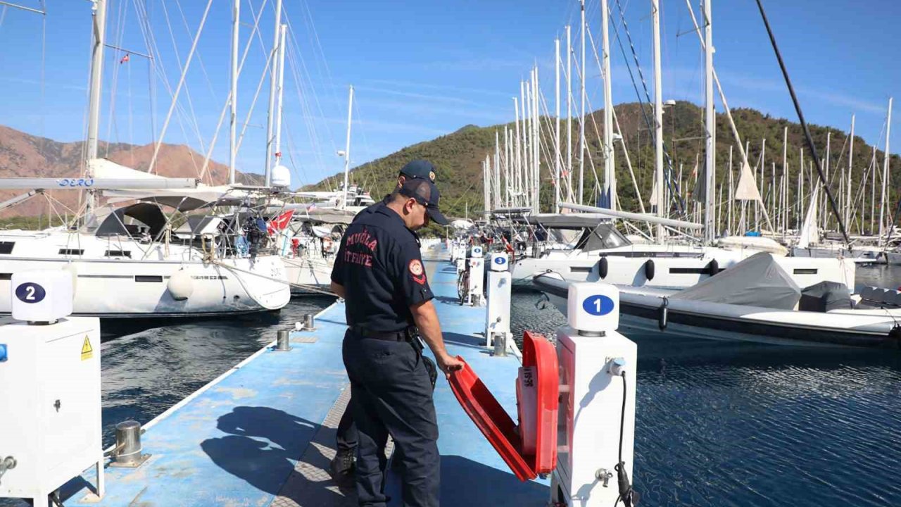 Muğla Büyükşehir İtfaiyesinden Marinalarda Yangın Güvenliği Denetimi