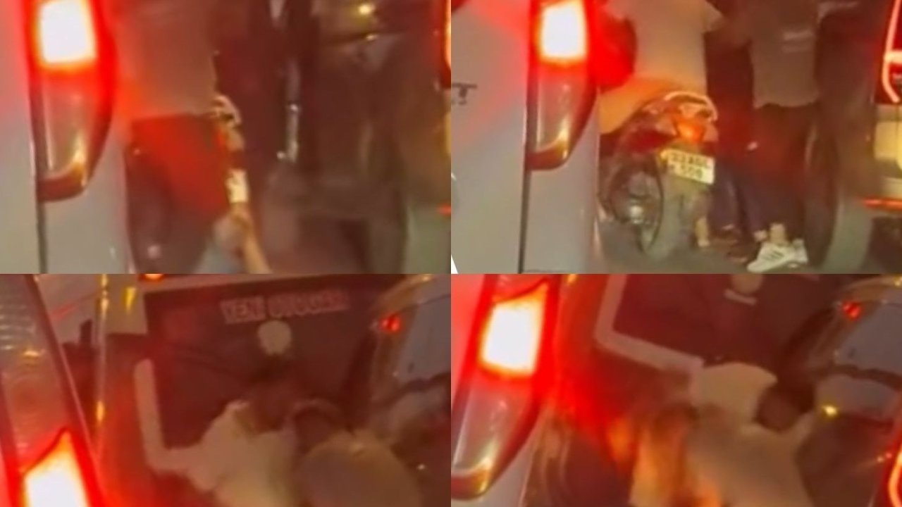 Motosikletli Şahıslar, Tartıştıkları Araç Sürücüsünü Darbetti: Olay Anı Kamerada