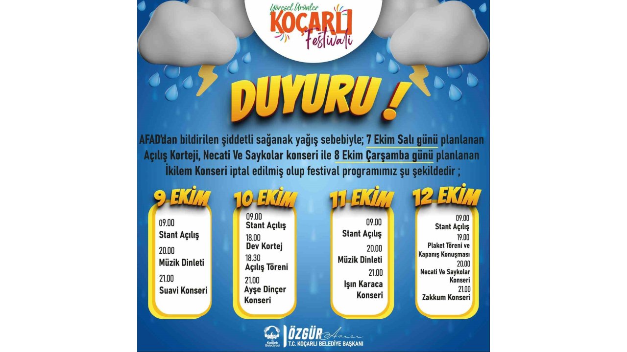 Koçarlı’da Festival Tarihi Ertelendi
