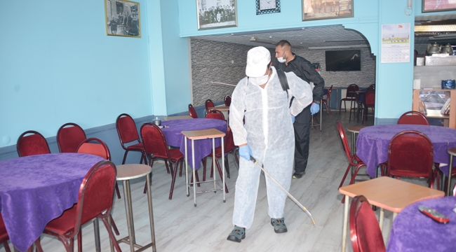 KAHVEHANELER VİRÜSE KARŞI DEZENFEKTE EDİLDİ...