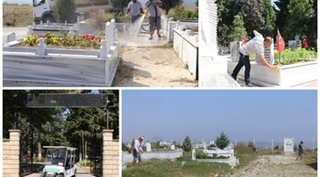 MEZARLIKLARDA BAYRAM ÖNCESİ BAKIM ÇALIŞMASINA BAŞLANILDI