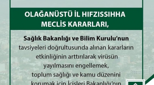 OLAĞANÜSTÜ İL HIFZISSIHHA MECLİS KARARLARI
