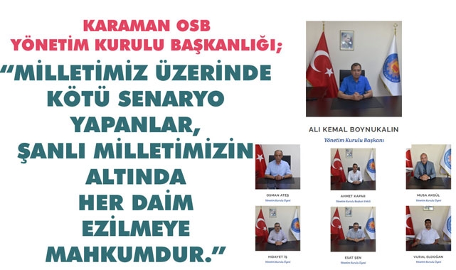 KARAMAN OSB'DEN BİRLİK BERABERLİK VURGUSU