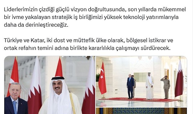 Bakan Kacır: "Türkiye ve Katar, bölgesel istikrar ve ortak refahın temini adına birlikte kararlılıkla çalışmayı sürdürecek"