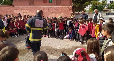 Çorum'da ilkokul öğrencilerine yangın eğitimi