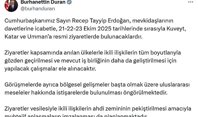 Cumhurbaşkanı Erdoğan, Kuveyt, Katar ve Umman'ı ziyaret edecek