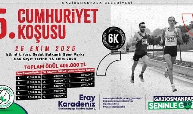 Gaziosmanpaşa Belediyesi Cumhuriyet Koşusu büyük heyecana sahne olacak