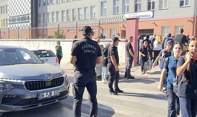 Keçiören zabıtasından okul önlerinde güvenli ulaşım seferberliği