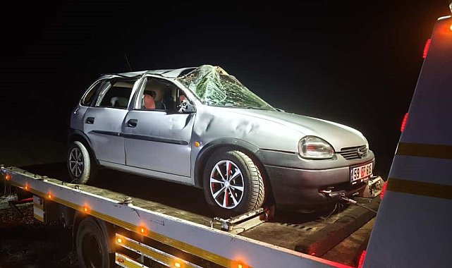 Keşan'da otomobil takla attı: 2 yaralı