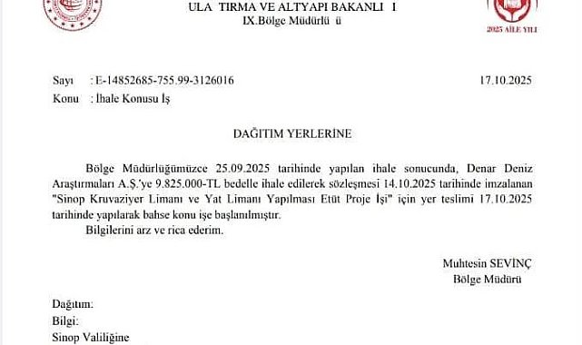 Sinop Kruvaziyer ve Yat Limanı Projesi ihalesi tamamlandı