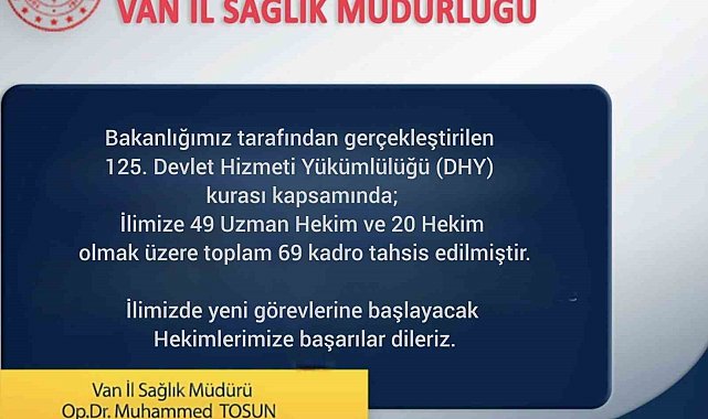 Van'a 69 yeni hekim atandı