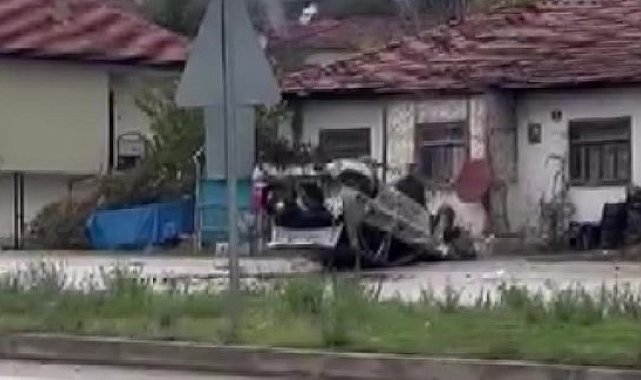 Amasya'da otomobilin takla attığı kaza kamerada