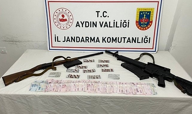 Aydın'daki evden uyuşturucu ve silah çıktı