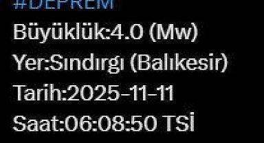 Balıkesir'de 4 büyüklüğünde deprem