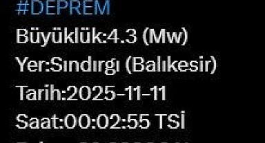 Balıkesir'de 4.3 büyüklüğünde deprem