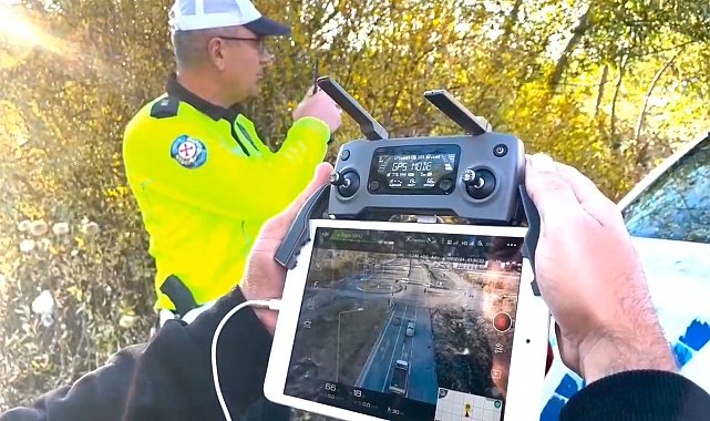 Bayburt'ta drone ile trafik denetimi yapıldı