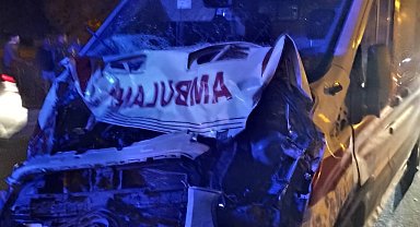 Bitlis'te ambulans mandaya çarptı