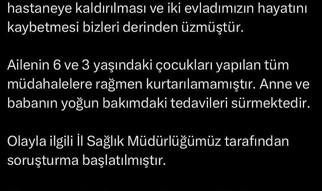 İstanbul İl Sağlık Müdürü Güner: "Ailenin 3 ve 6 yaşlarındaki çocukları yapılan tüm müdahalelere rağmen kurtarılamamıştır"