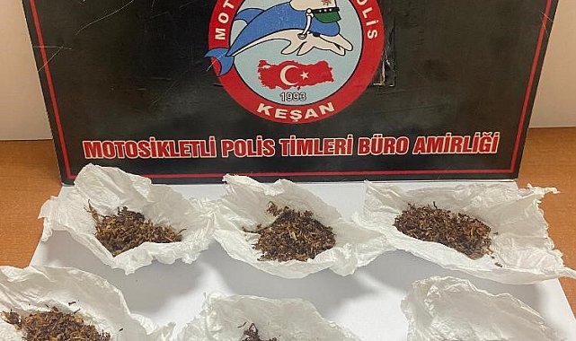 Keşan'da polis uyuşturucuya bulanmış tütün ele geçirdi
