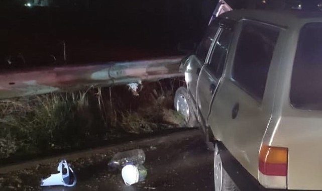 Kontrolden çıkan otomobil refüje çarptı, 1 kişi yaralandı