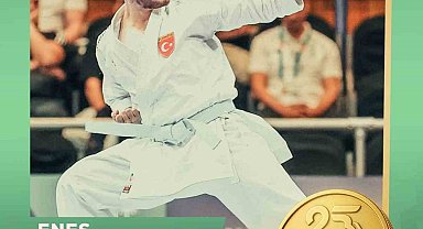 Milli karateci Enes Özdemir, altın madalya kazandı