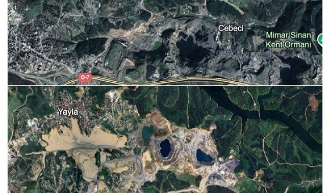 Orman alanlarının tahrip edildiği ve maden alanlarının zarar gördüğü fotoğraflarla gösterildi