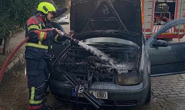Otomobil seyir halindeyken alev aldı