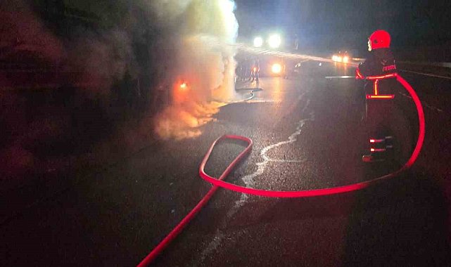 Şanlıurfa'da salça yüklü tır alev alev yandı