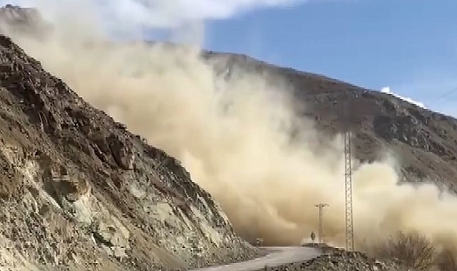 Tehlike oluşturan kayalar dinamit patlatılarak temizlendi