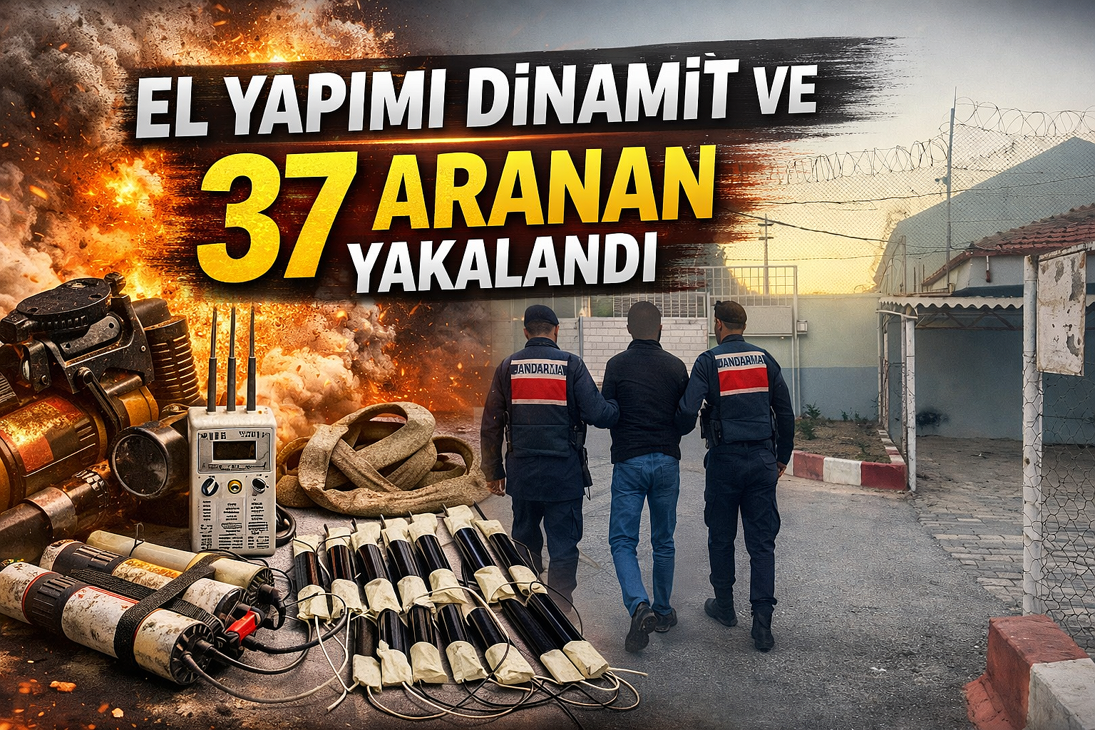 El Yapımı Dinamit ve 37 Aranan Yakalandı