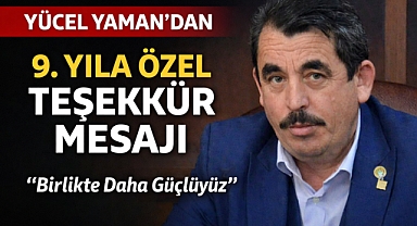 Başkan Yücel Yaman'dan Teşekkür Mesajı