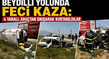 Beydilli Yolunda Feci Kaza: 4 Yaralı, Araçtan Sıkışarak Kurtarıldılar