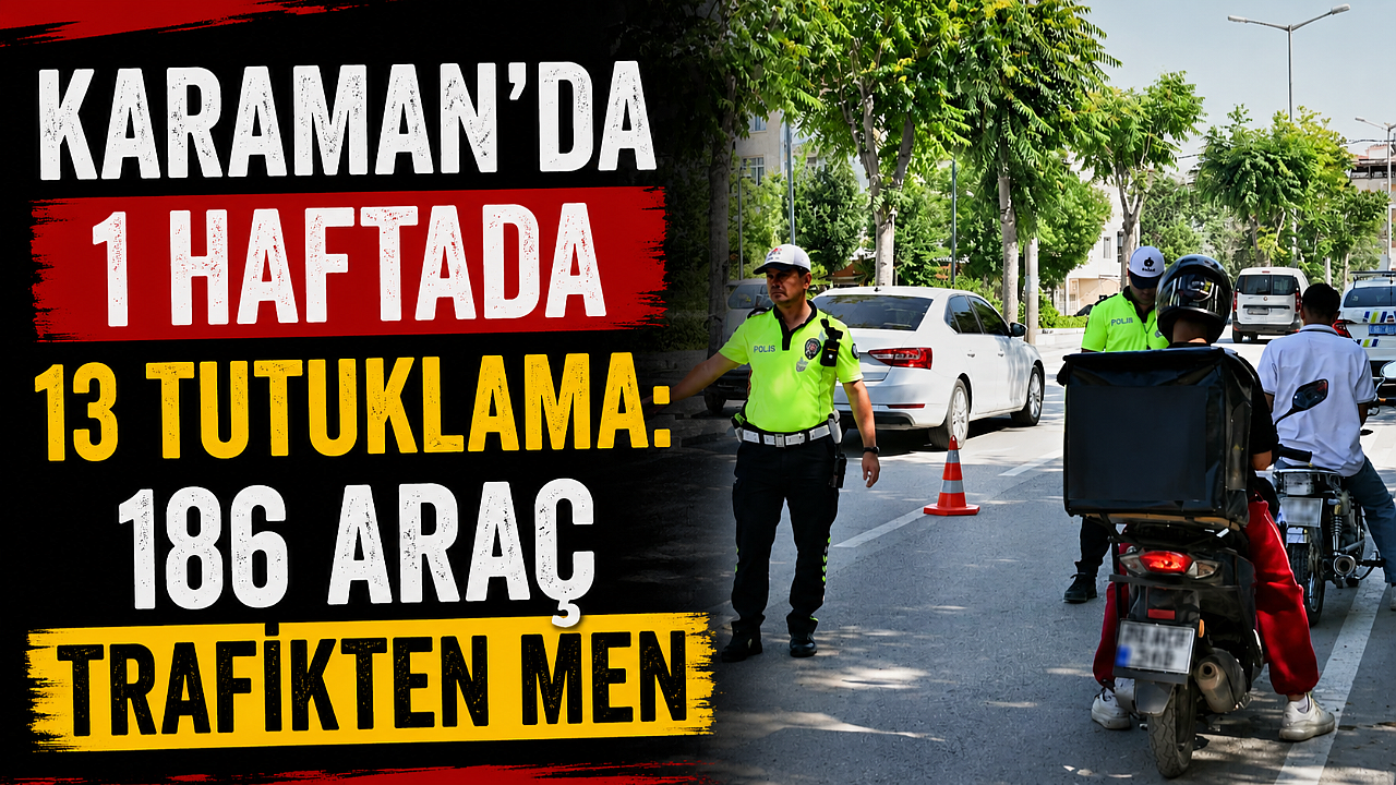Karaman’da 1 Haftada 13 Tutuklama: 186 Araç Trafikten Men