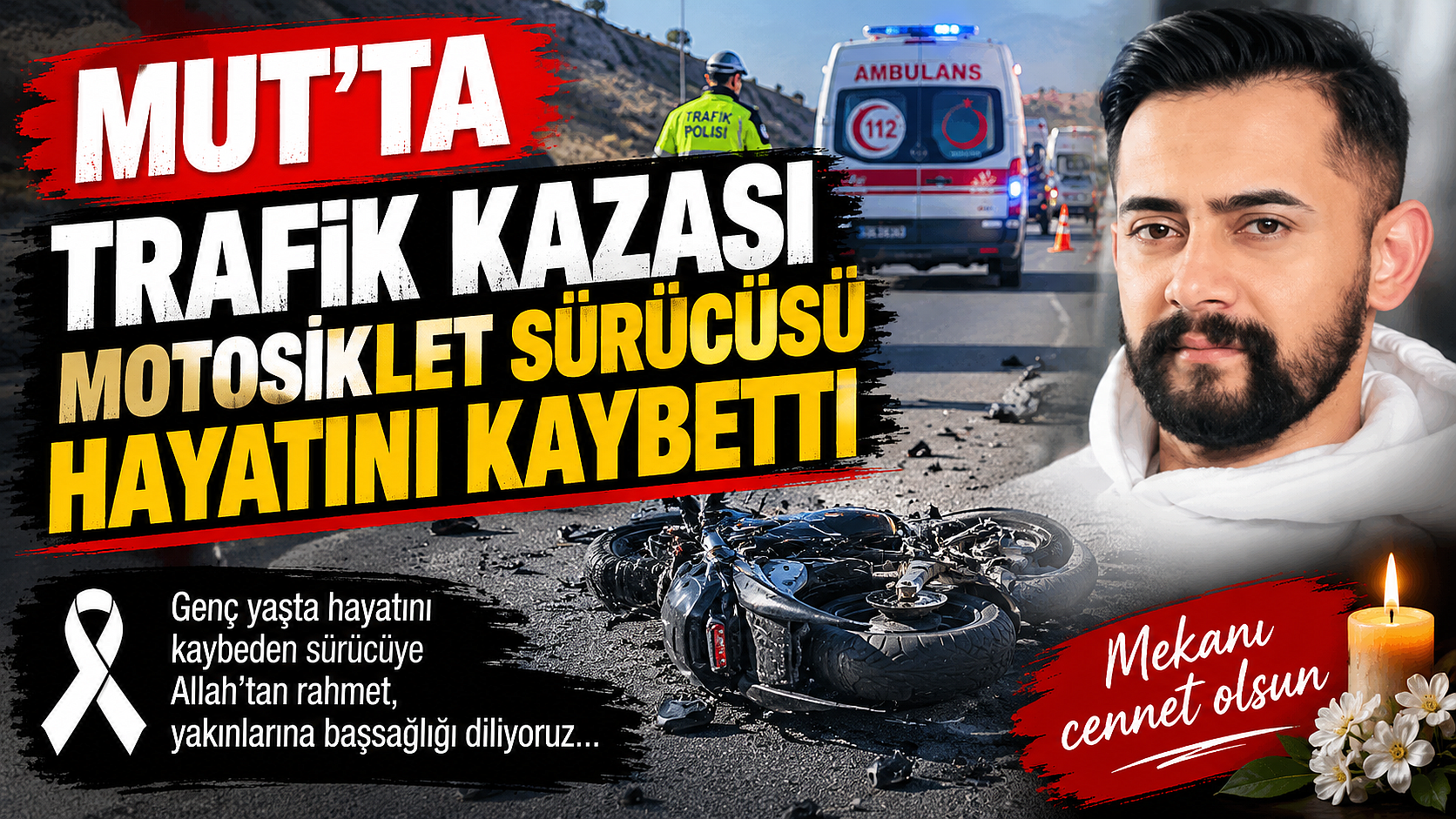 Mut’ta Trafik Kazası: Motosiklet Sürücüsü Hayatını Kaybetti 
