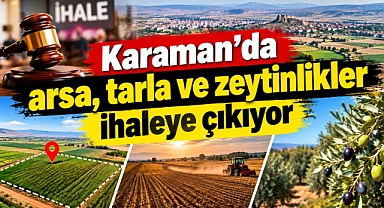 Karaman’da arsa, tarla ve zeytinlikler ihaleye çıkıyor