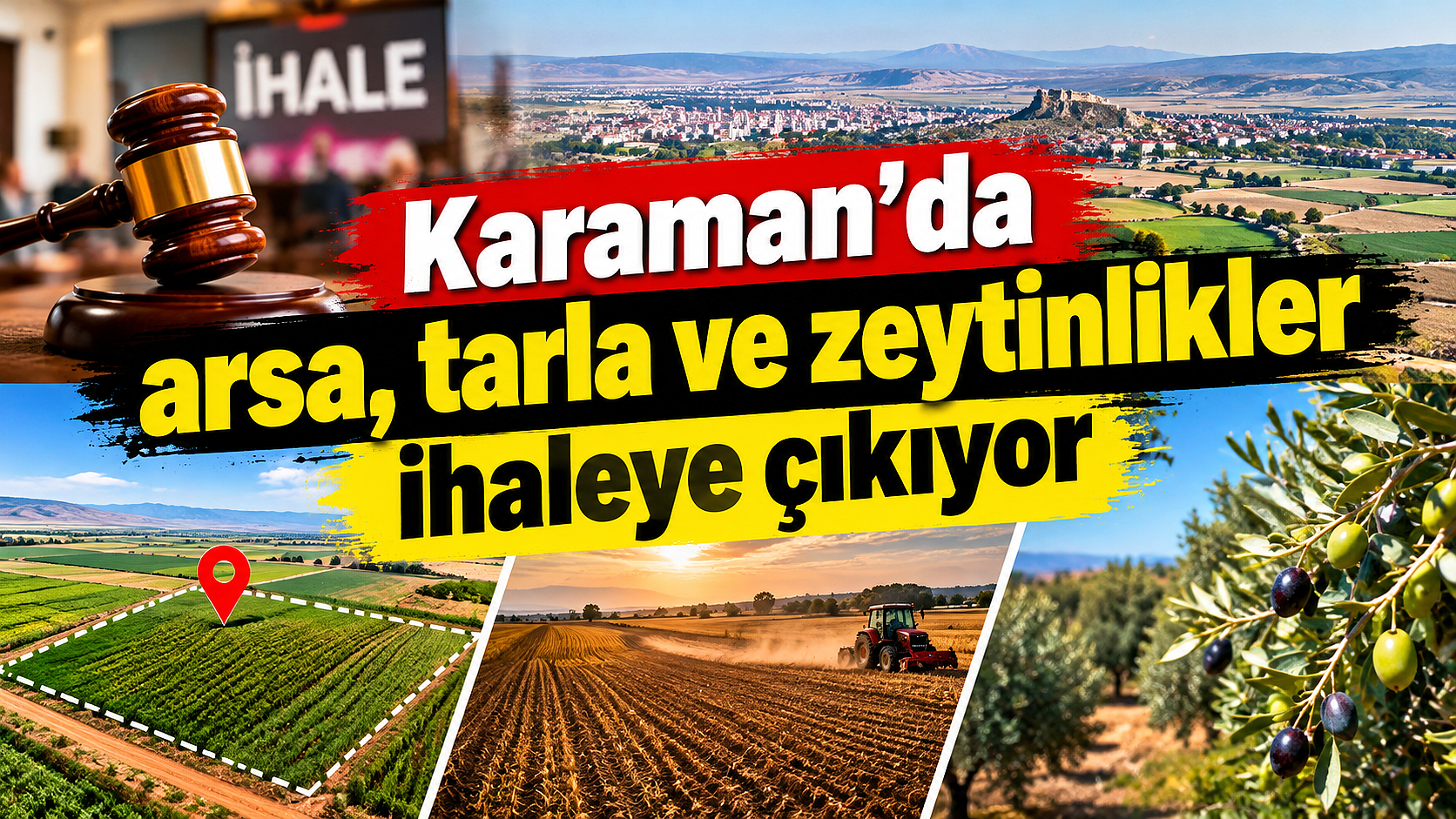 Karaman’da arsa, tarla ve zeytinlikler ihaleye çıkıyor