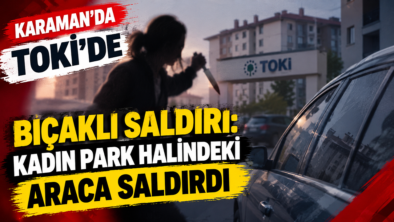 Karaman’da TOKİ’de bıçaklı saldırı: Kadın park halindeki araca saldırdı