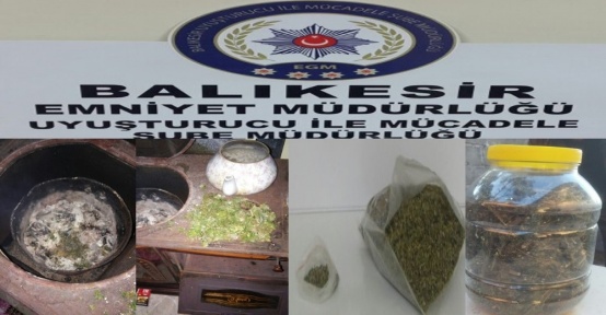 Polisi görünce keneviri sobada yakmaya çalıştılar