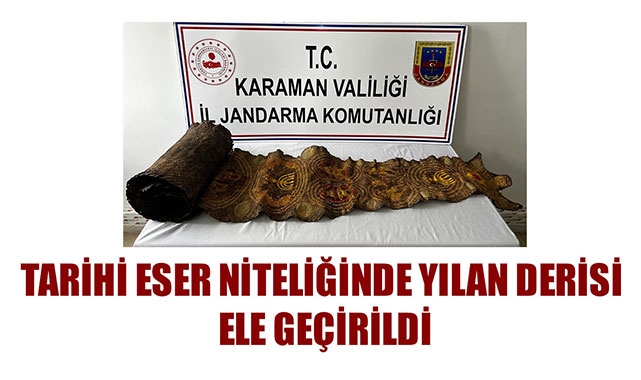 TARİHİ ESER NİTELİĞİNDE YILAN DERİSİ ELE GEÇİRİLDİ