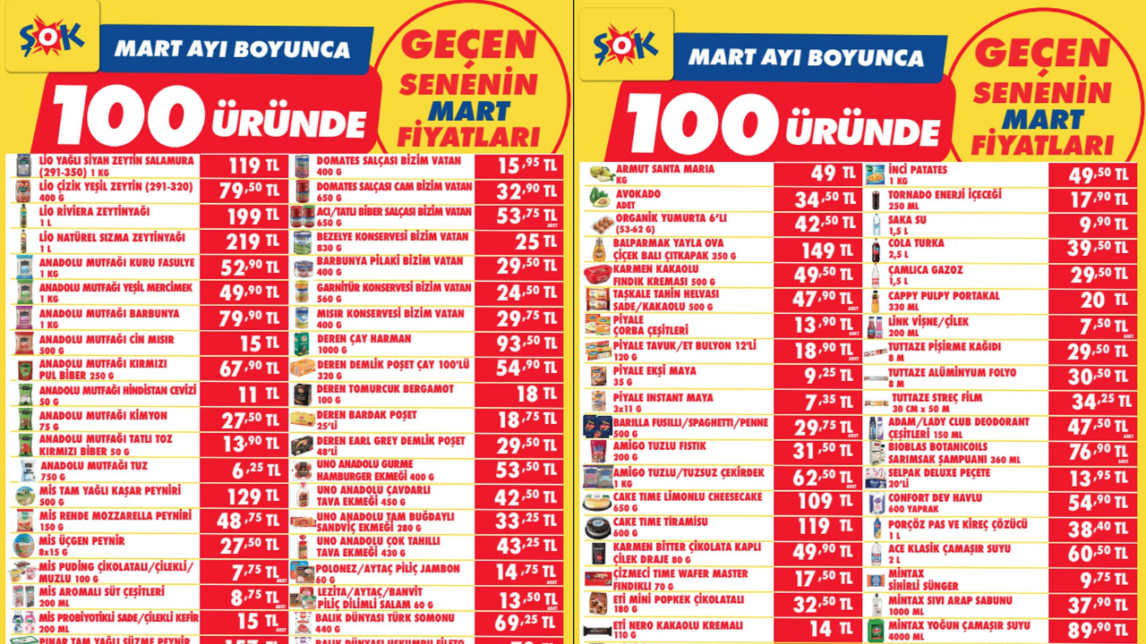 Zeytinyağı 199’TL’ye, Salça 16 TL’ye, Çamaşır Suyu 60 TL’ye Düştü! ŞOK 29 Mart Aktüel Kataloğu!