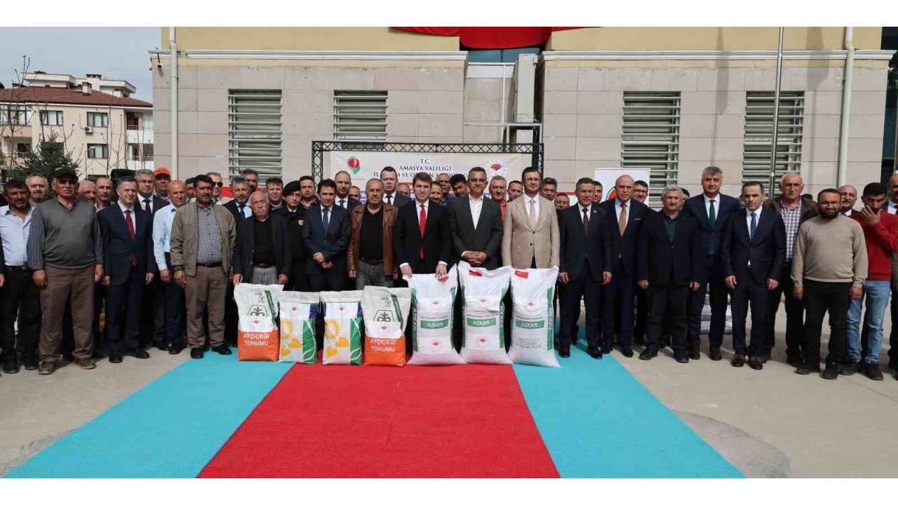 Amasya’da Çiftçilere Kuraklığa Dayanıklı Yağlık Ayçiçeği Ve Nohut Tohumu Dağıtıldı