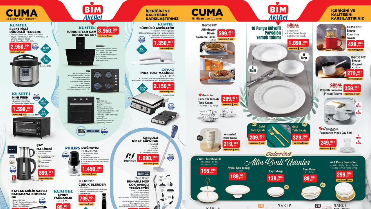 BİM’e Tost Makinesi ve 18 Parça Yemek Takımı Geliyor! BİM 18 Nisan Aktüel Kataloğu!
