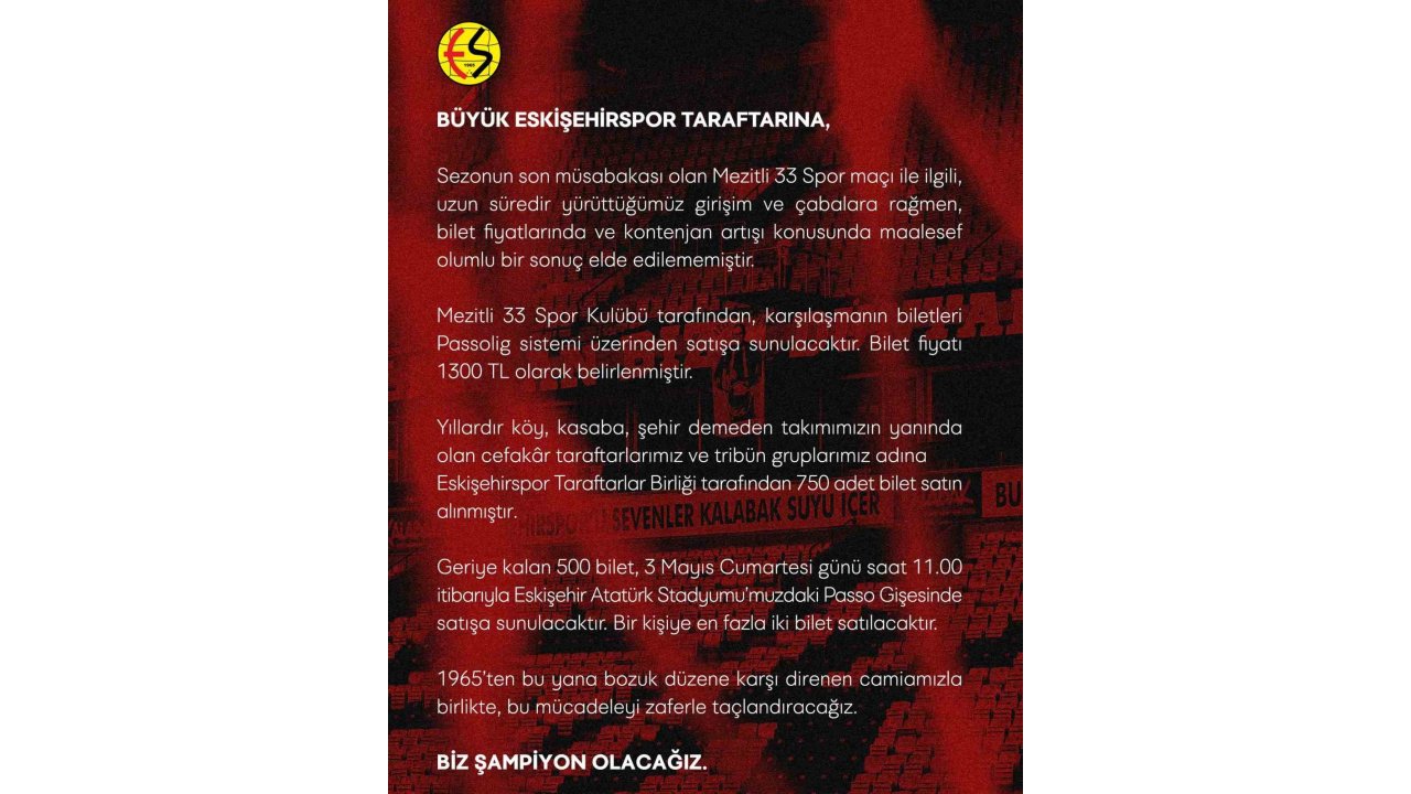 Mezitli 33 Spor Karşılaşması İçin Deplasman Kontenjanı Arttırılamadı