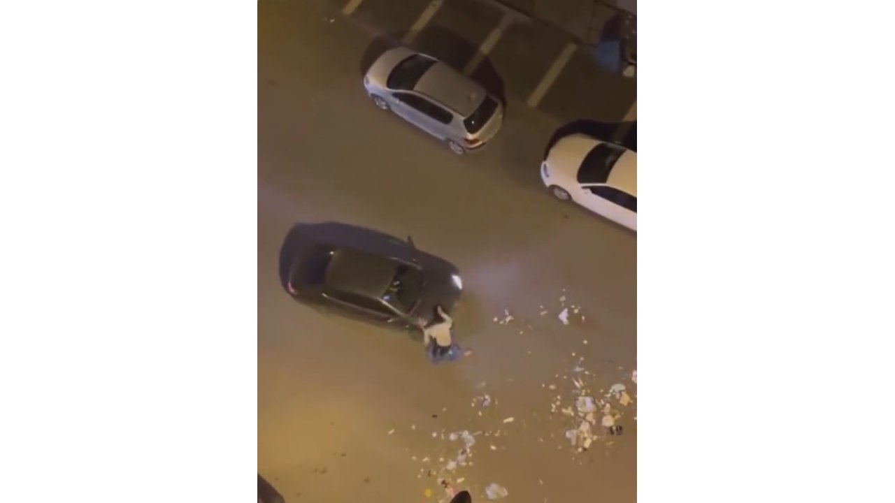 Diyarbakır’da Bir Şahıs Çöpleri Dağıtıp Yoldan Geçen Otomobile Saldırdı