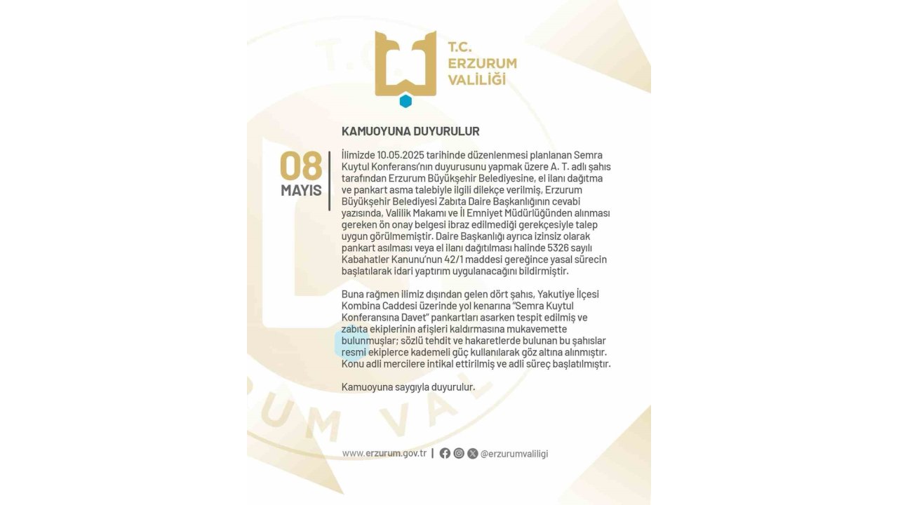 Erzurum’da İzinsiz Pankart Asan 4 Kişi Gözaltına Alındı