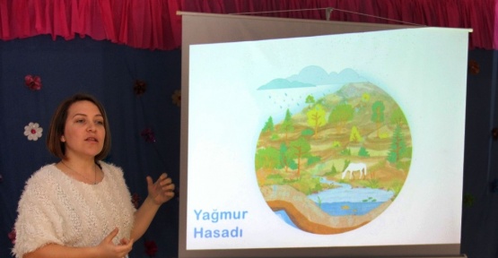 Çocuklar yağmur hasadını öğreniyor