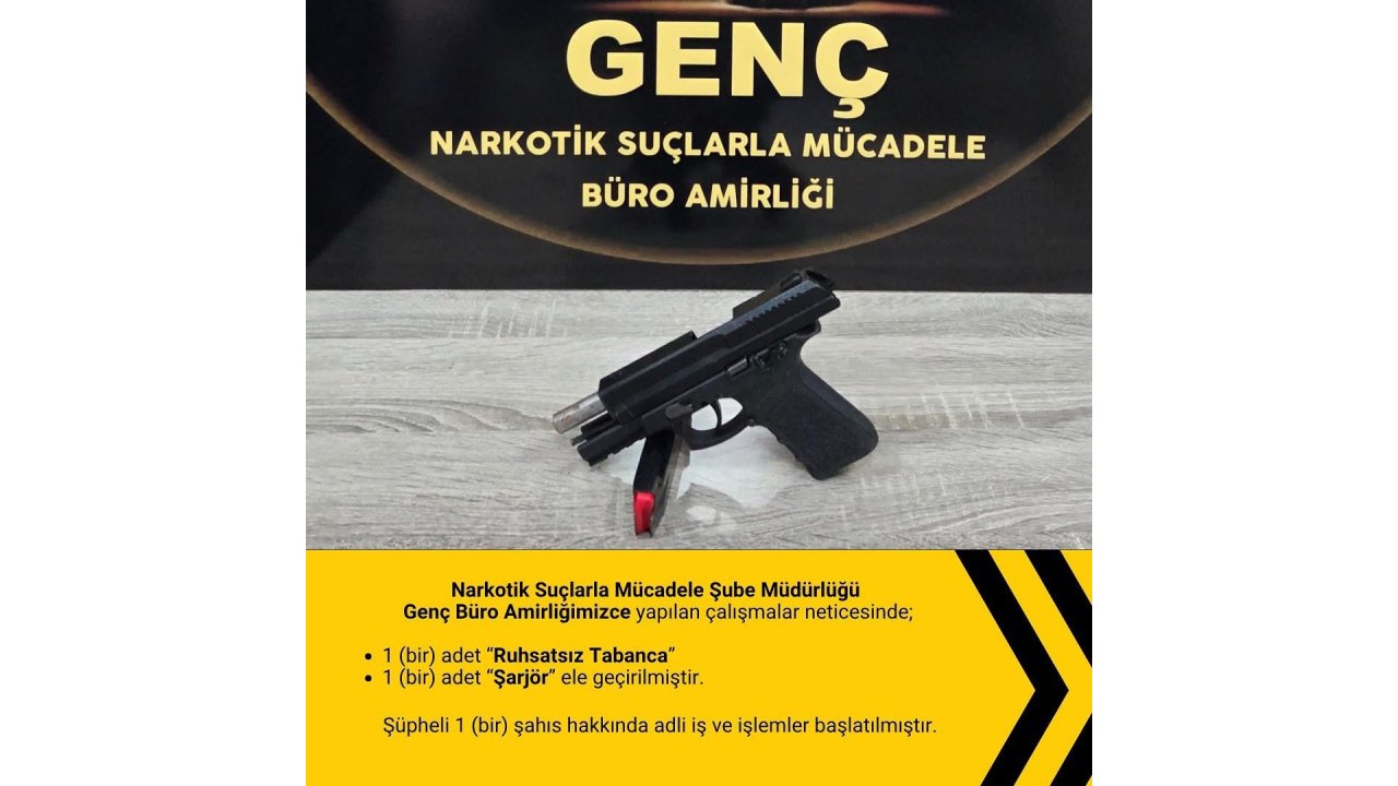 Bingöl’de Ruhsatsız Tabanca Ve Esrar Ele Geçirildi